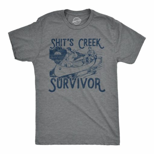 Mens Shit’s Creek Survivor Tshirt Funny Canone Graphic Novelty Vintage Tee