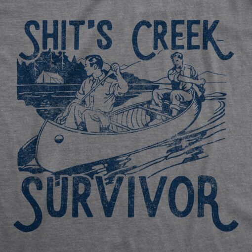 Mens Shit’s Creek Survivor Tshirt Funny Canone Graphic Novelty Vintage Tee