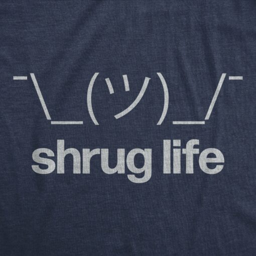 Mens Shrug Life T Shirt Funny Shrugging Text Emoji Meme Tee For Guys