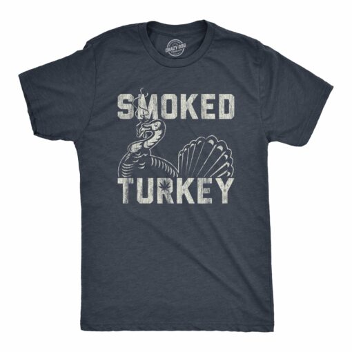 Mens Smoked Turkey Tshirt Funny Thanksgiving 420 Marijuana Stoned Graphic Tee