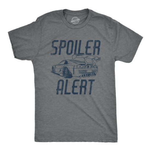 Mens Spoiler Alert Tshirt Funny Sarcastic Fast Car Graphic Novelty Tee For Guys