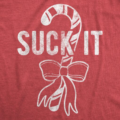 Mens Suck It Tshirt Funny Christmas Candy Cane Graphic Novelty Tee