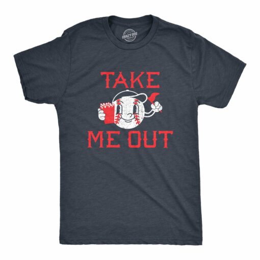 Mens Take Me Out T Shirt Funny Sarcastic Baseball Game Popcorn Graphic Tee For Guys