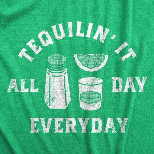 Mens Tequilin It All Day Everyday T Shirt Funny Drinking Partying Tequila Shot Lovers Tee For Guys