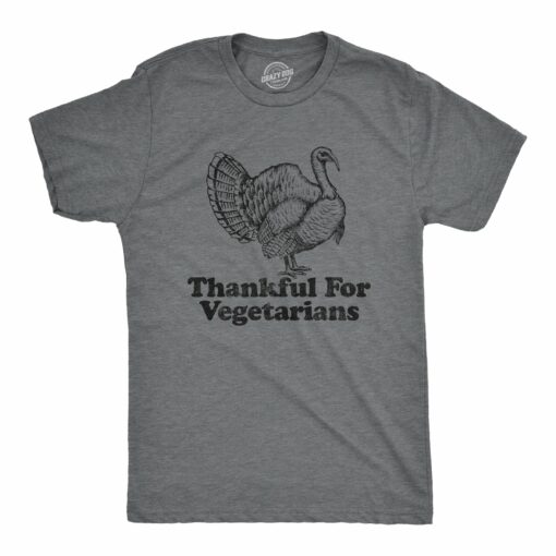Mens Thankful For Vegetarians Tshirt Funny Turkey Day Thanksgiving Dinner Graphic Tee