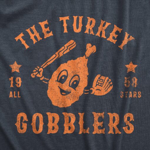 Mens The Turkey Gobblers All Stars T Shirt Funny Thanksgiving Dinner Baseball Team Tee For Guys
