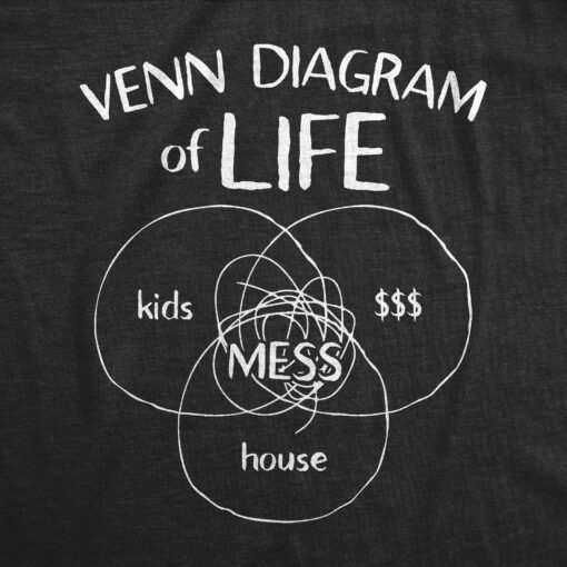 Mens Venn Diagram Of Life T shirt Funny Adulting Messy House Graphic Novelty Tee