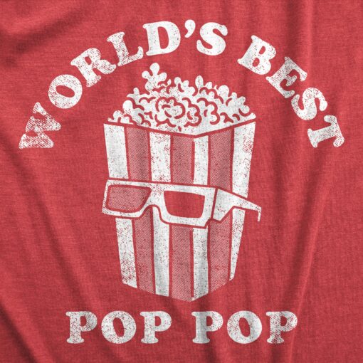 Mens Worlds Best Pop Pop T Shirt Funny Father’s Day Gift Movie Popcorn Lovers Tee For Guys