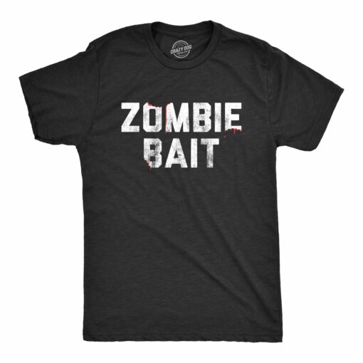 Mens Zombie Bait T shirt Funny Undead Gas Mask Apocalypse Graphic Novelty Tee