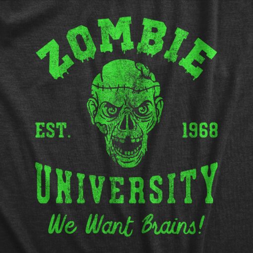 Mens Zombie University T Shirt Funny Undead Academy Tee For Guys