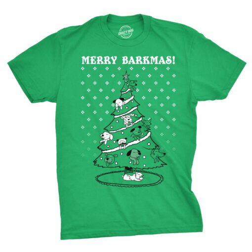 Merry Barkmas Dog Christmas Tree Men’s Tshirt