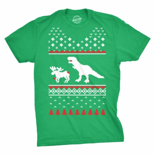 T-Rex Attack Ugly Christmas Sweater Men’s Tshirt
