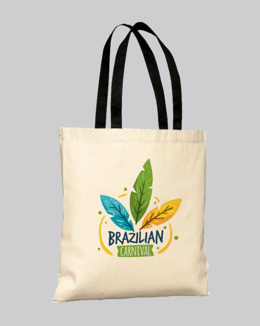 Color Handle Customized Cotton Tote Bags  Promo Logo Tote Bags Two Tone
