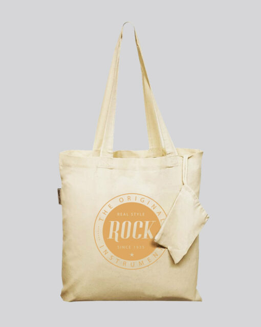 Foldable Cotton Tote Bags w Drawstring Pouch – Organic Foldable Tote Bags With Your Logo