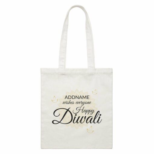 Addname Wishes Everyone Happy Diwali with Mandala White Canvas Bag