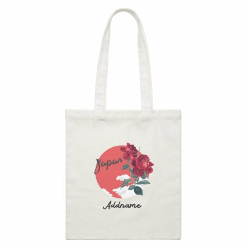 Artistic City Japan Red Roses with Addname White Canvas Bag