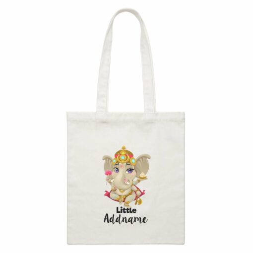 Artistic Ganesha Little Addname White Canvas Bag