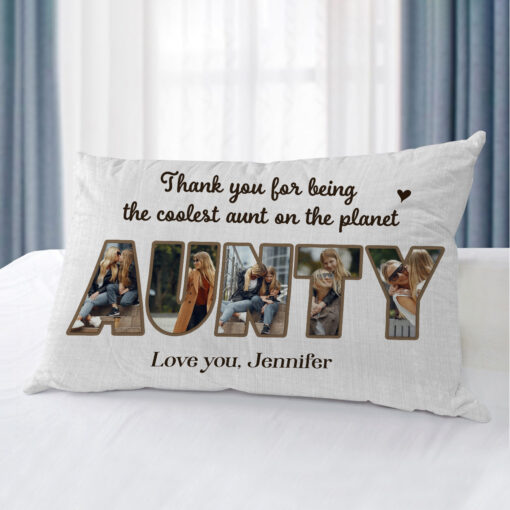 Aunty Photo Collage Pillow Personalized, Aunty Mothers Day Gift, Gift For Aunt Birthday With Name – Best Personalized Gifts For Everyone