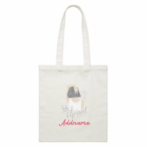 Beautiful Chic Stay Inspired With Addname White Canvas Bag