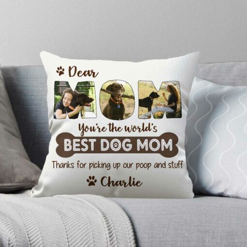 Best Dog Mom Photo Pillow, Personalized Dog Mom Gifts, Gifts For Dog Owners, Mothers Day Gift For Dog Mom – Best Personalized Gifts For Everyone