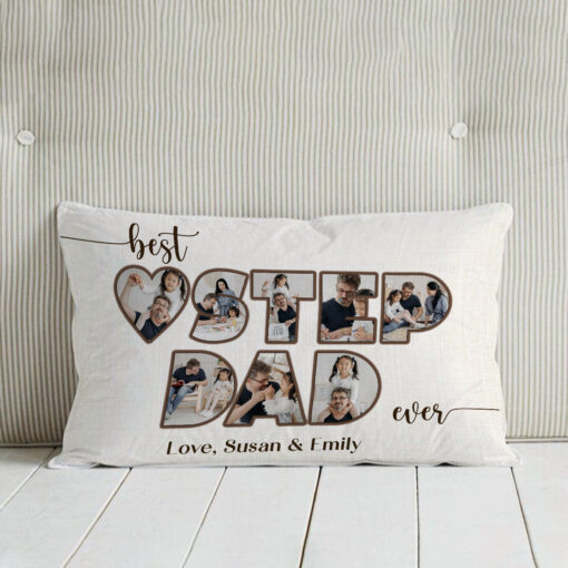 Best Step Dad Ever Personalized Photo Pillow, Stepdad Fathers Day Gift, Custom Gifts For Step Dad, Step Dad Gifts From Daughter – Best Personalized Gifts For Everyone