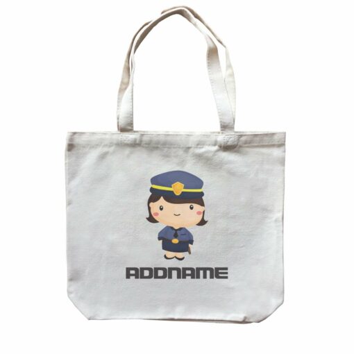 Birthday Police Officer Short Hair Girl In Suit Addname Canvas Bag