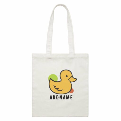 Birthday Rubber Ducky Addname White Canvas Bag