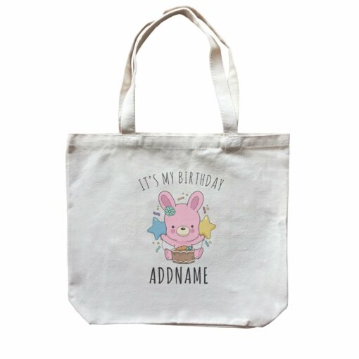 Birthday Sketch Animals Rabbit With Carrot Cake It’s My Birthday Addname Canvas Bag