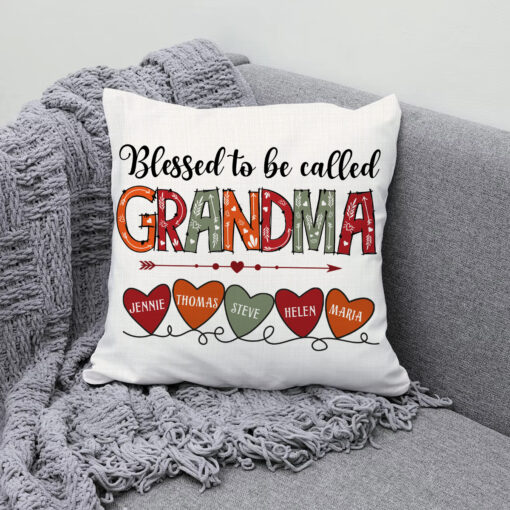 Blessed To Be Called Grandma Custom Pillow, Gifts For Grandmother, Grandma Pillow With Grandchildren Names – Best Personalized Gifts For Everyone