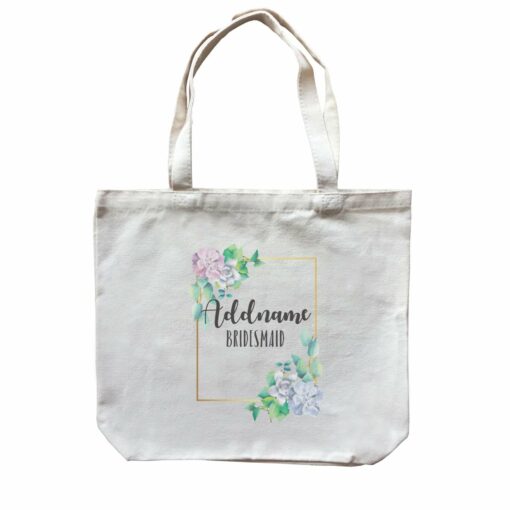 Bridesmaid Floral Modern Blue Flowers With Frame Bridesmaid Addname Canvas Bag