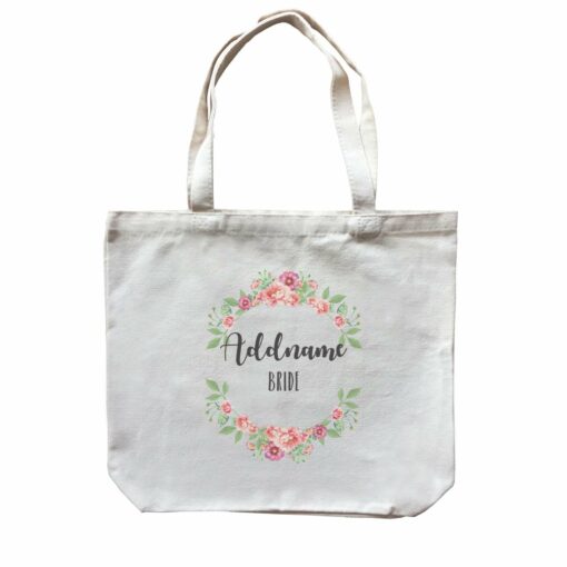 Bridesmaid Floral Sweet Coral Flower Wreath Bride Addname Canvas Bag