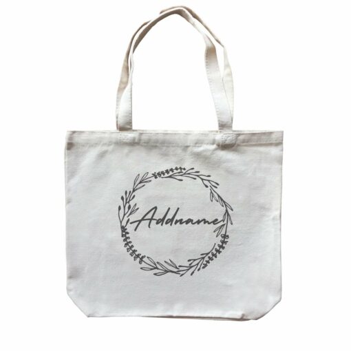 Bridesmaid Monochrome Baby Breath Wreath Addname Canvas Bag