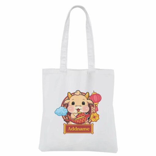 [CNY 2021] Golden Cow with Koi Fish White Canvas Bag