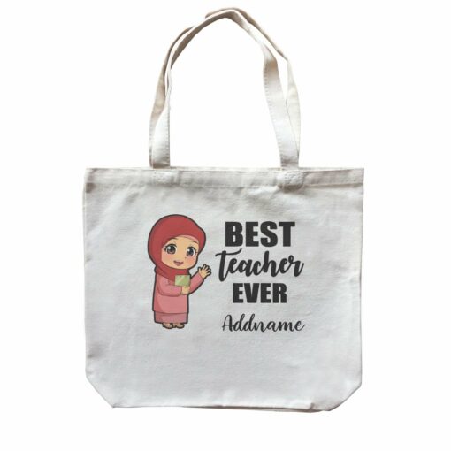 Chibi Teachers Malay Woman Best Teacher Ever Addname Canvas Bag