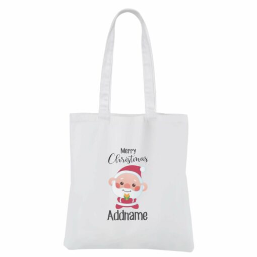 Christmas Cute Grandpa Santa Merry Christmas White Canvas Bag