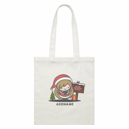 Christmas Cute Jolly Series Santa Girl Addname Canvas Bag