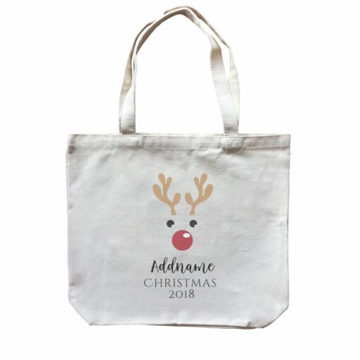 Christmas Cute Reindeer Christmas 2018 Addname Canvas Bag