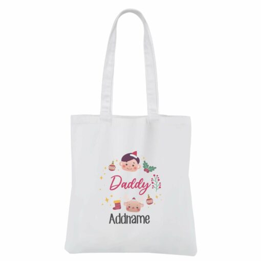 Christmas Cute Wreath Daddy White Canvas Bag