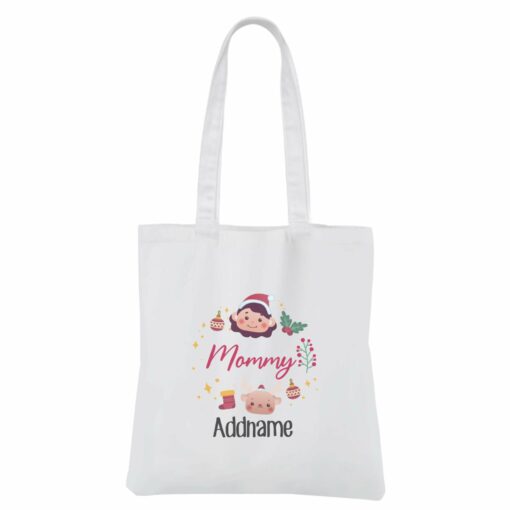 Christmas Cute Wreath Mommy White Canvas Bag