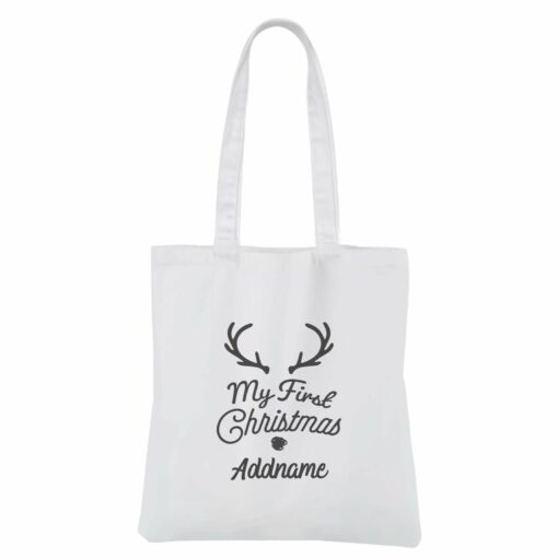 Christmas Series Antler My First Chistmas White Canvas Bag