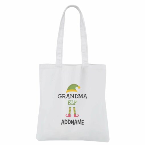 Christmas Series Grandma Elf White Canvas Bag