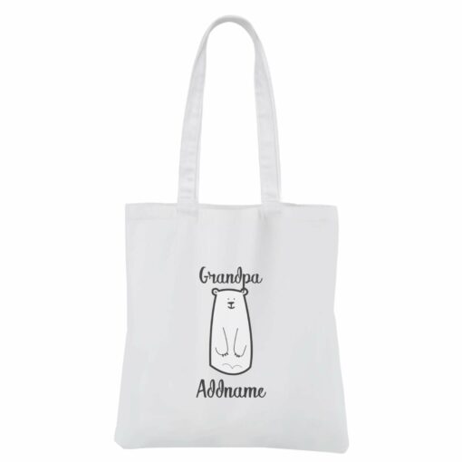 Christmas Series Grandpa Bear White Canvas Bag