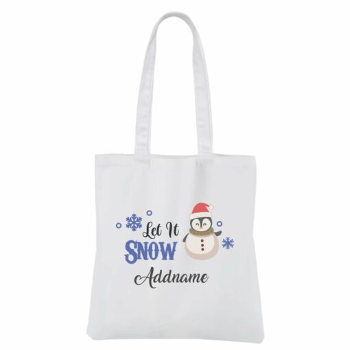 Christmas Series Happy Snowman Let It Snow White Canvas Bag