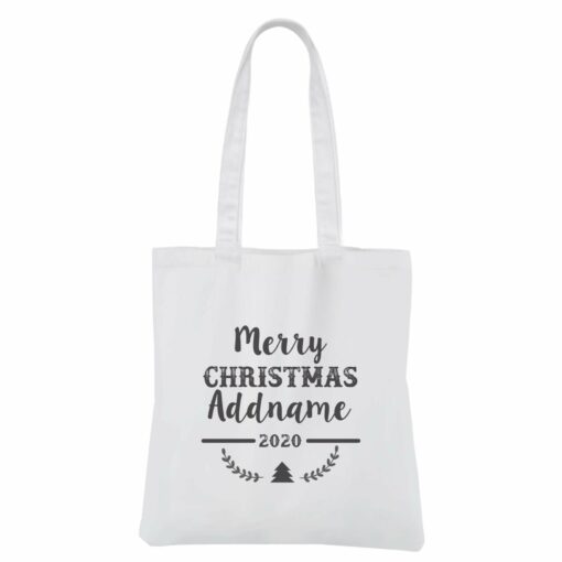 Christmas Series Merry Christmas Year 2020 White Canvas Bag