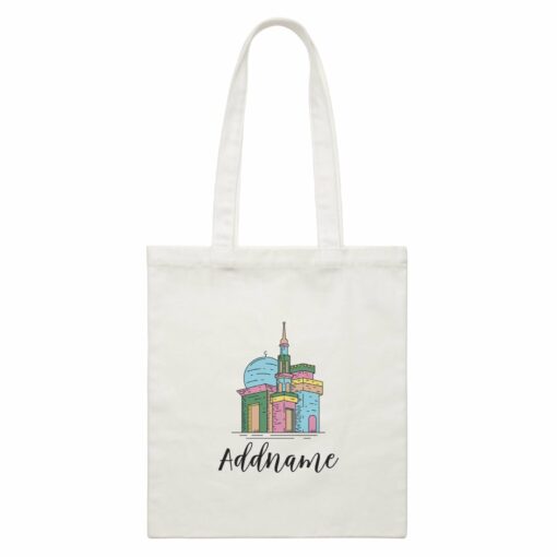 Colorful Mosque Addname White White Canvas Bag