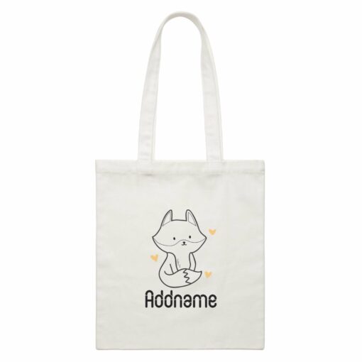 Coloring Outline Cute Hand Drawn Animals Fox Fox Addname White White Canvas Bag