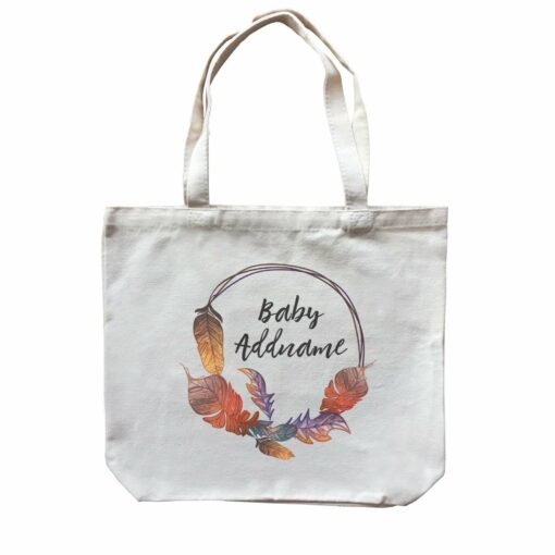 Colourful Feathers with Baby Personalizable Addname Canvas Bag