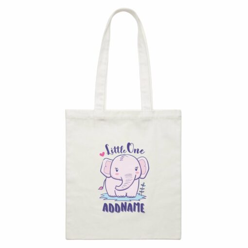 Cool Cute Animals Elephant Little One Addname White Canvas Bag