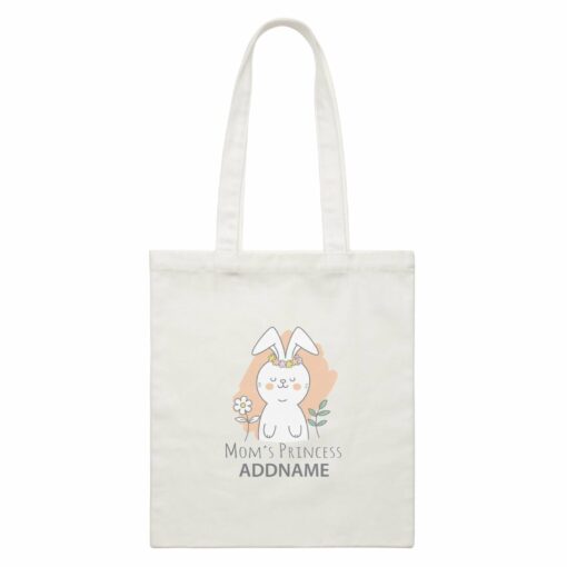 Cool Cute Animals Rabbit Mom’s Princess Addname White Canvas Bag