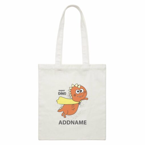 Cool Cute Dinosaur Super Dino Addname White Canvas Bag